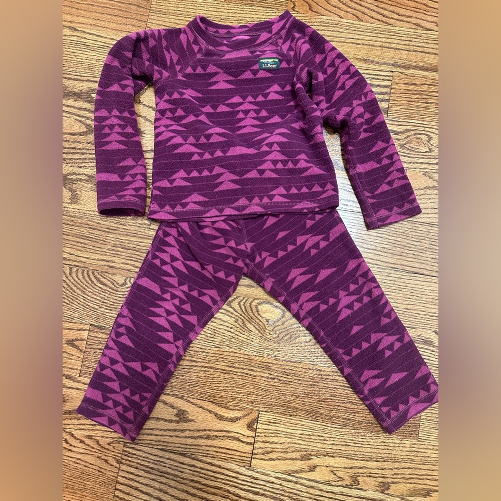 L.L. Bean Kids Two-Piece Magenta and Plum Geometric Winter Set, Sz 3T